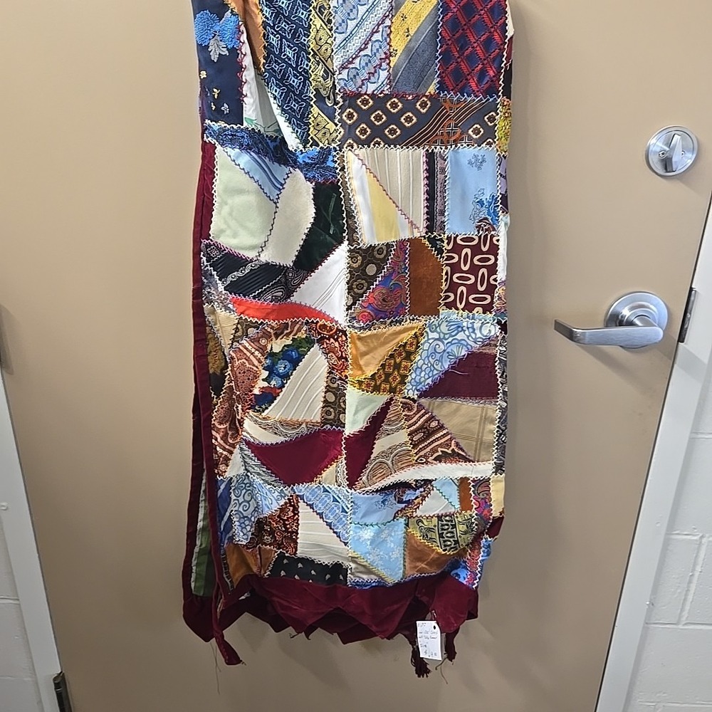 Handmade quilted table runner multicolored design in rich‎ earth tones 72"x34"